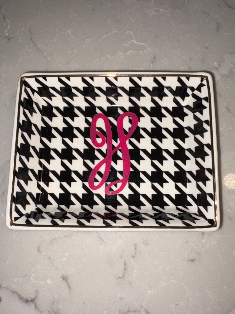 J. Crew Cream Jewelry Tray with Subtle Logo (H initial)